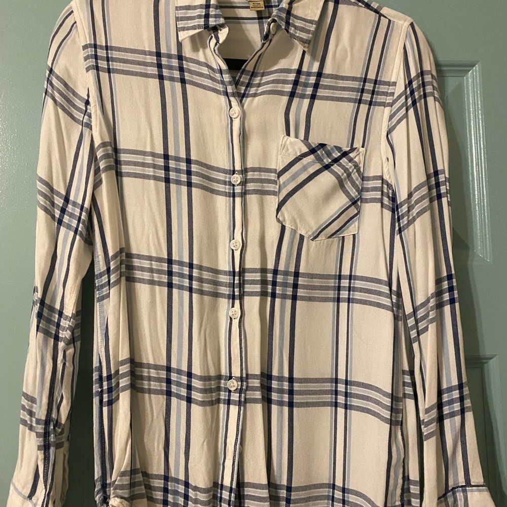 Woolrich Navy and Cream Checkered Shirt